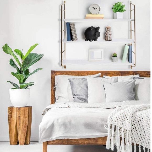 Gold Wall Shelf Modern White Floating Shelves - Picture 3 of 8